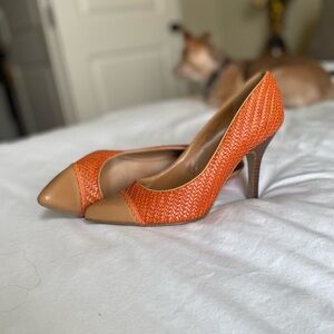 Classy Orange and Tan Women's Heels with pointed toe